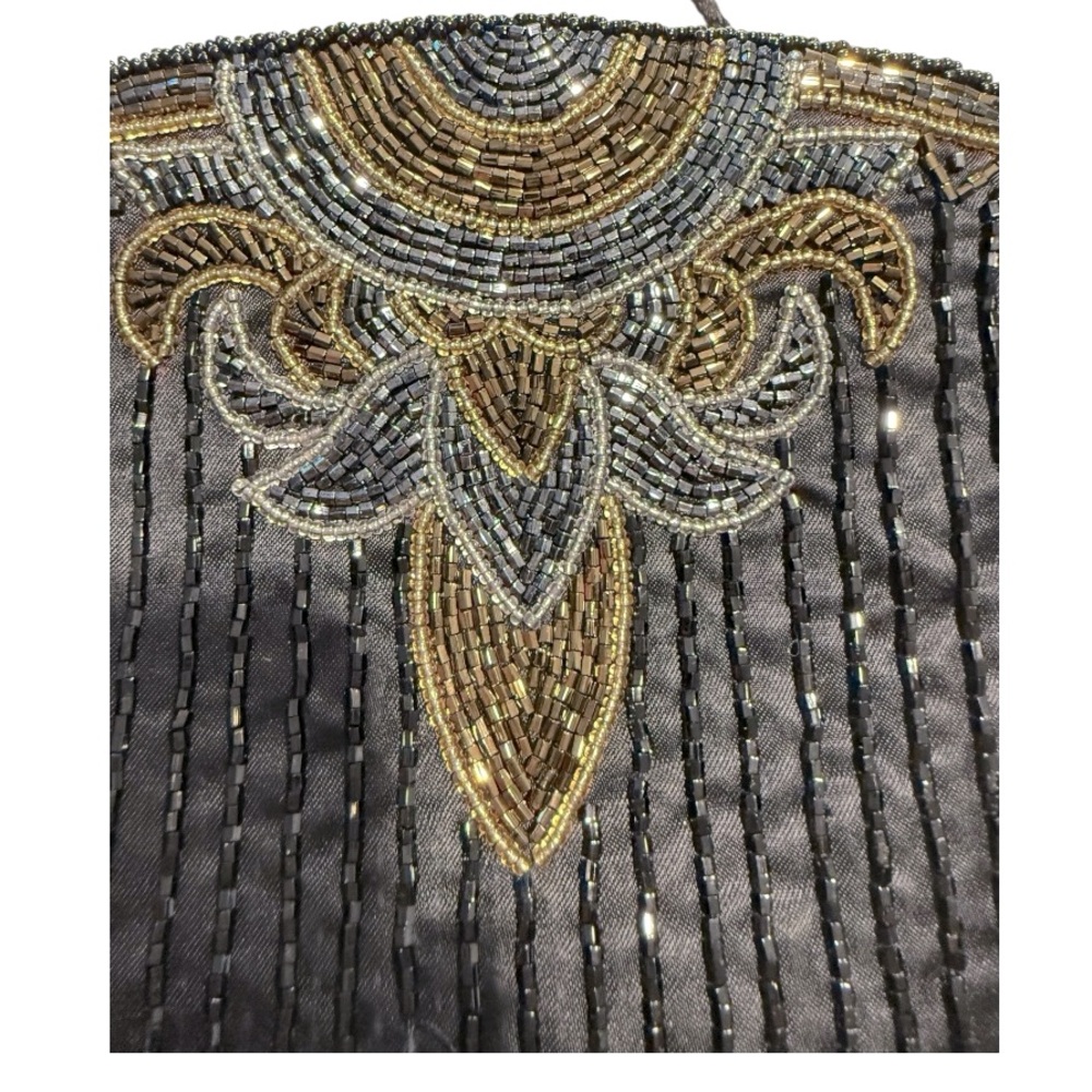 Vintage Elegant Black Beaded Women's Bag - Picture 4 of 7